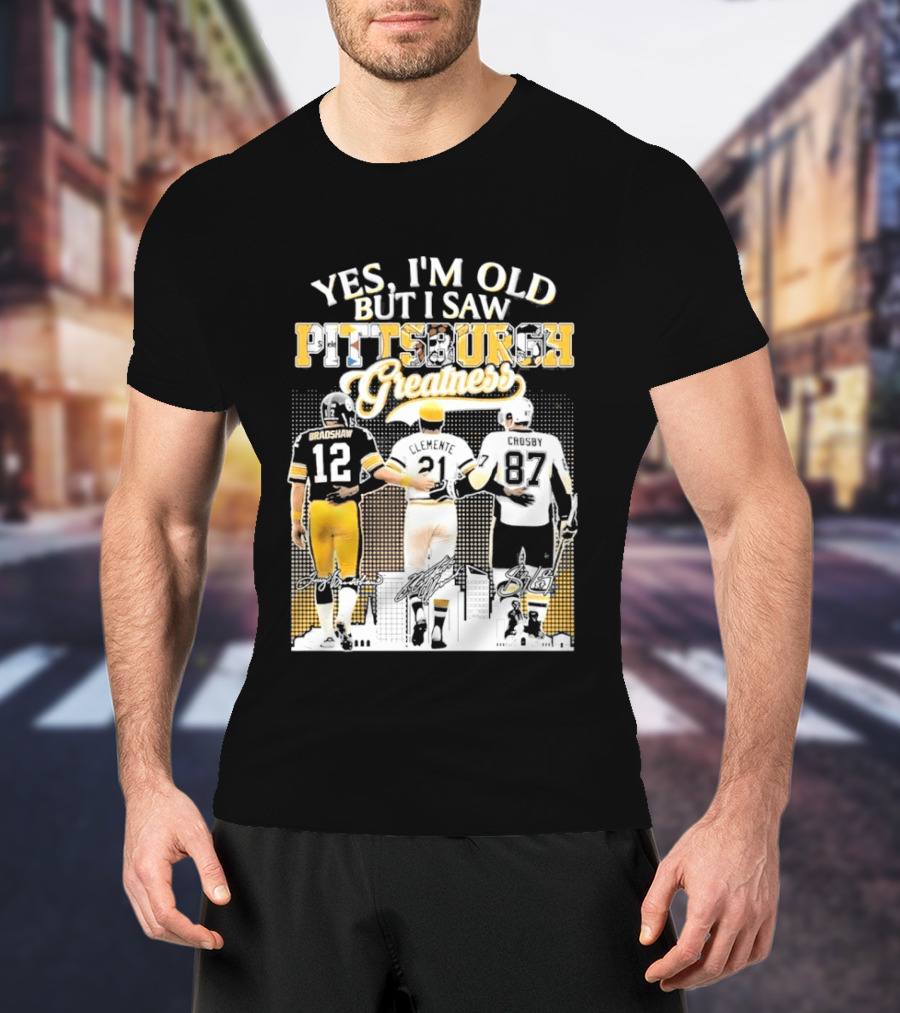Yes I'm Old But I Saw Pittsburgh Greatness Football Legends 12 82 87 Vintage Players T-Shirt
