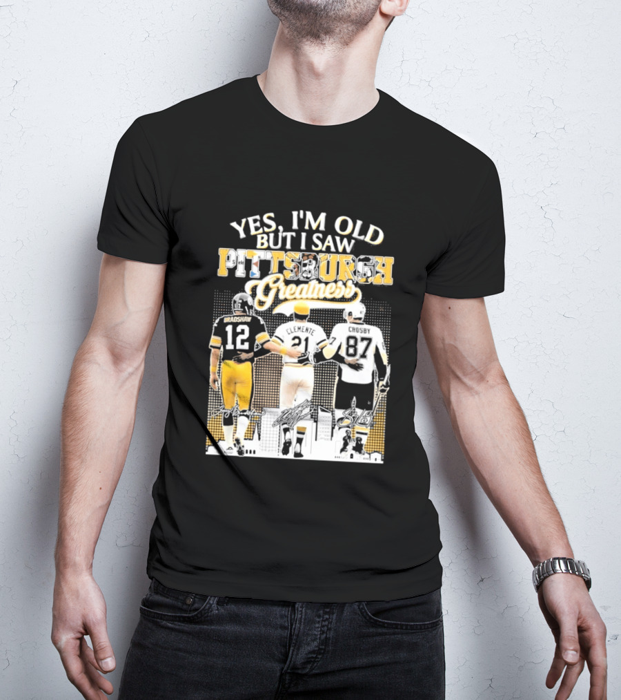 Yes I'm Old But I Saw Pittsburgh Greatness Football Legends 12 82 87 Vintage Players T-Shirt