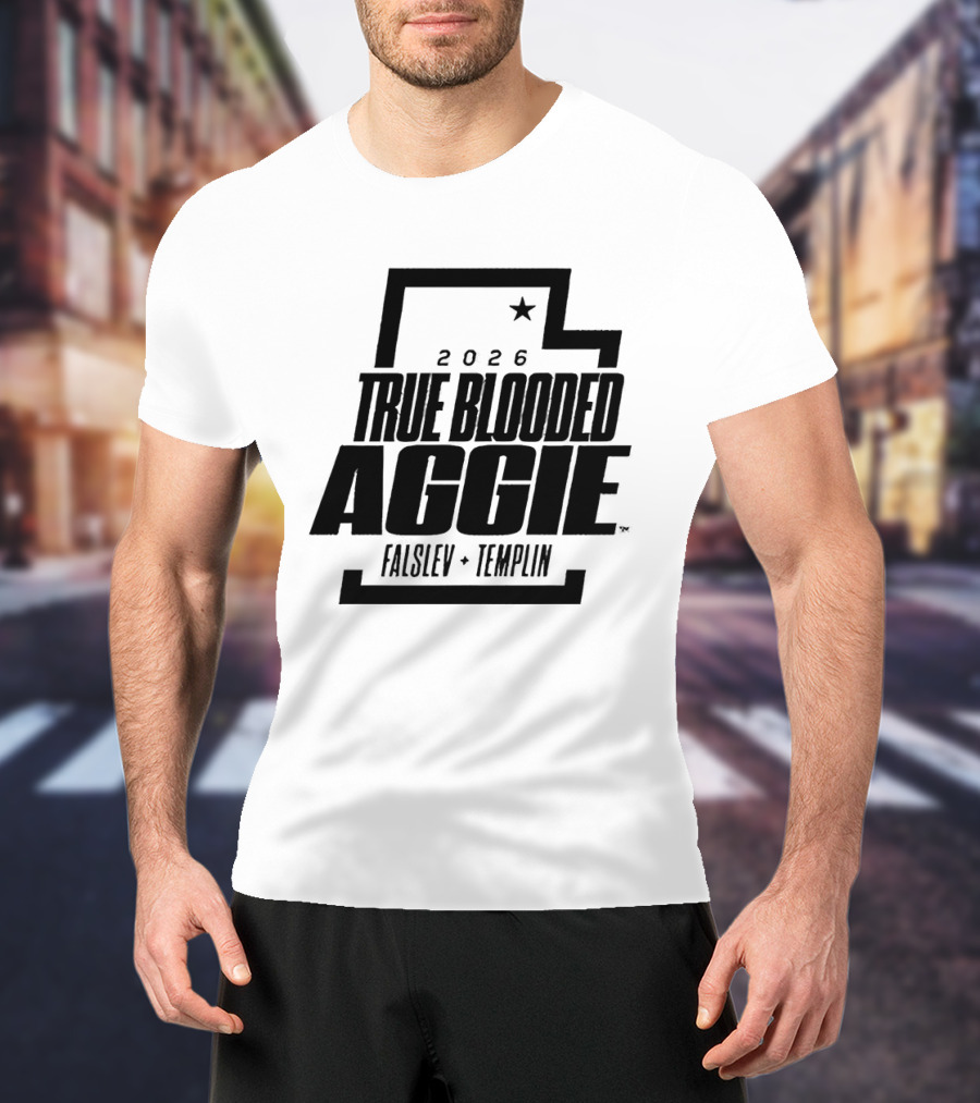 True Blooded Aggie Falslev Templin 2026 Utah State Outline Star T-Shirt