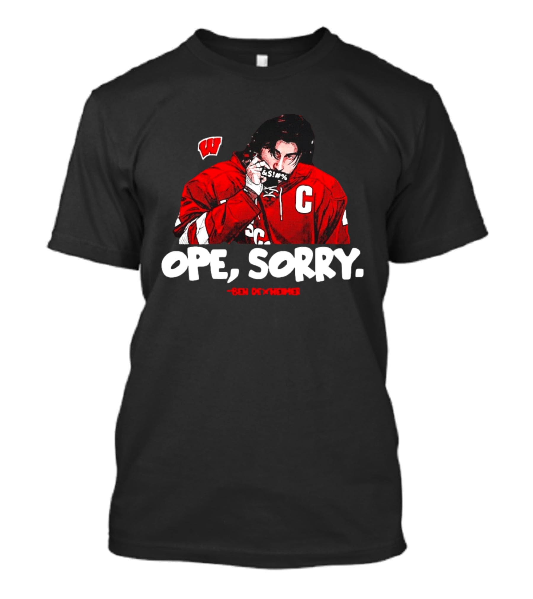 Ben Dexheimer Wisconsin Badgers Ope Sorry Caricature C Hockey Player T-Shirt