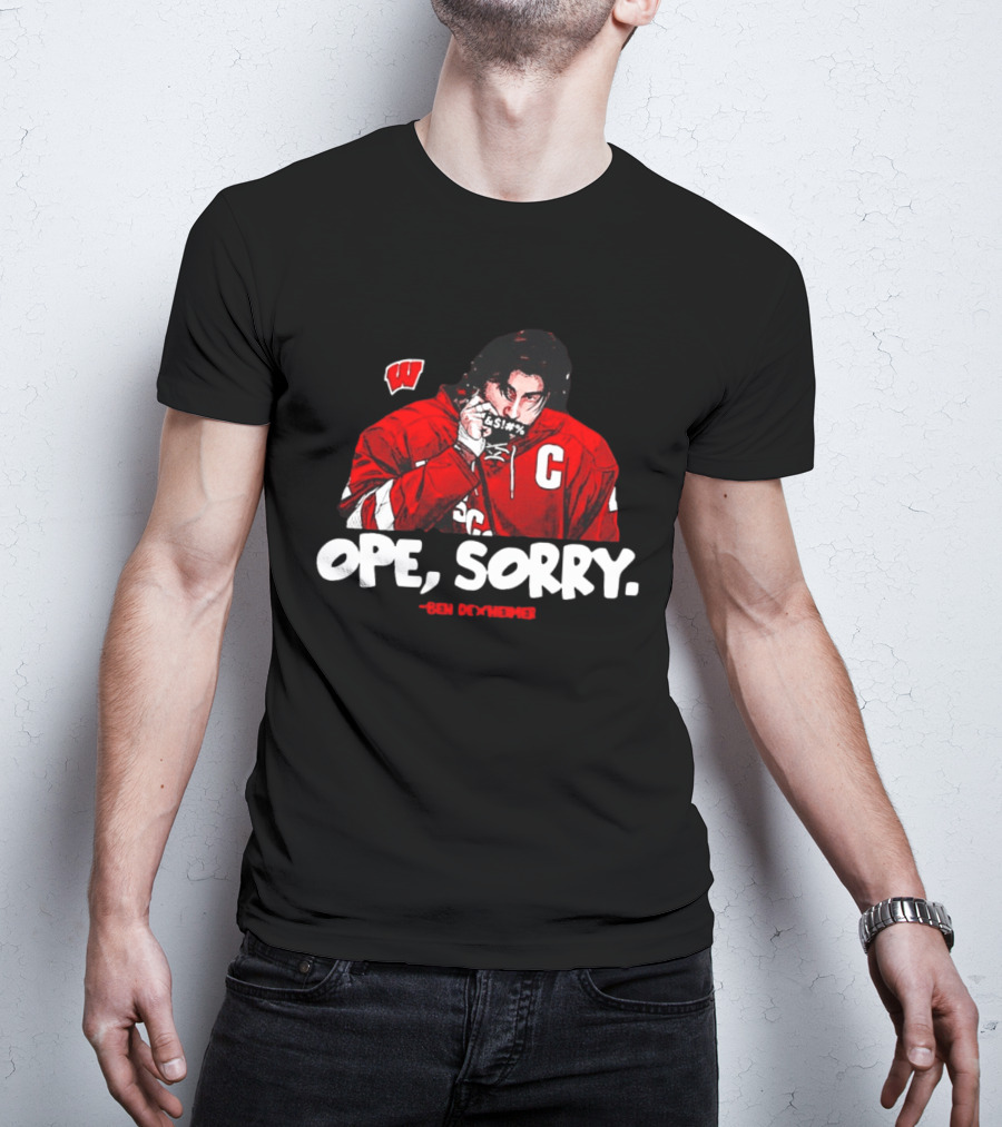 Ben Dexheimer Wisconsin Badgers Ope Sorry Caricature C Hockey Player T-Shirt