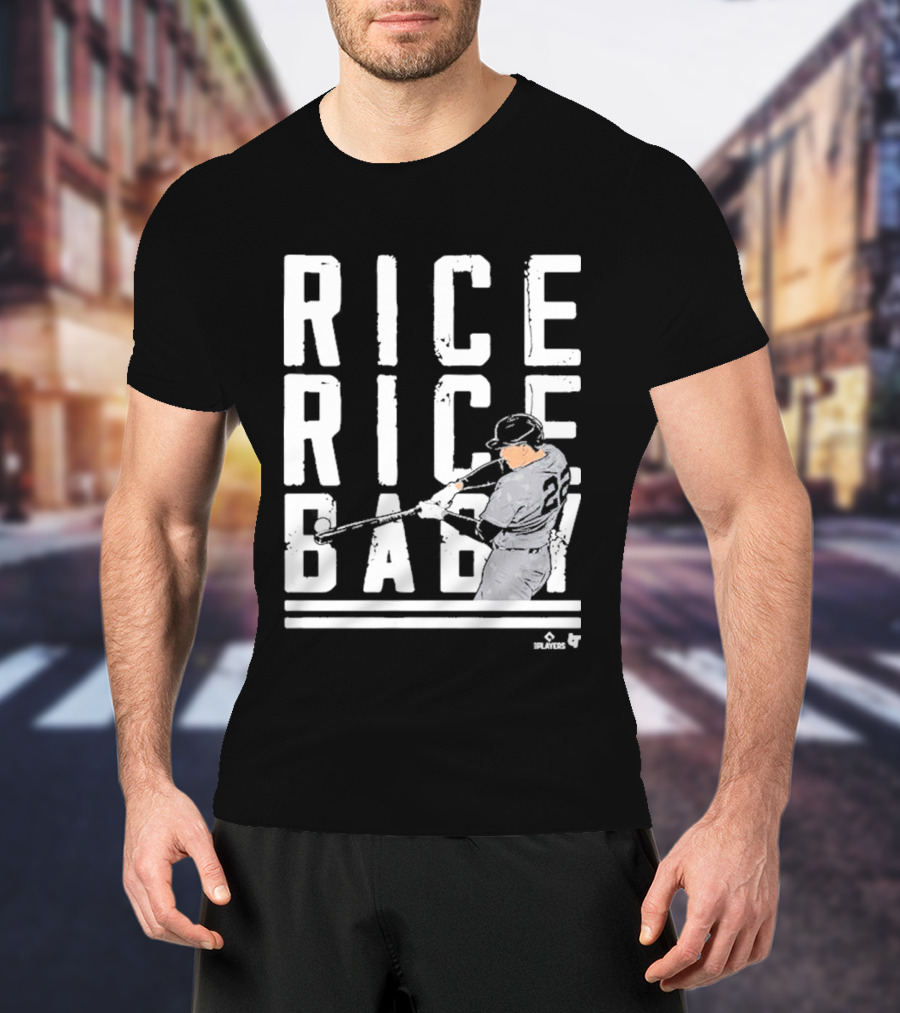Rice Rice Baby Baseball Player Number 2 Batting Action T-Shirt
