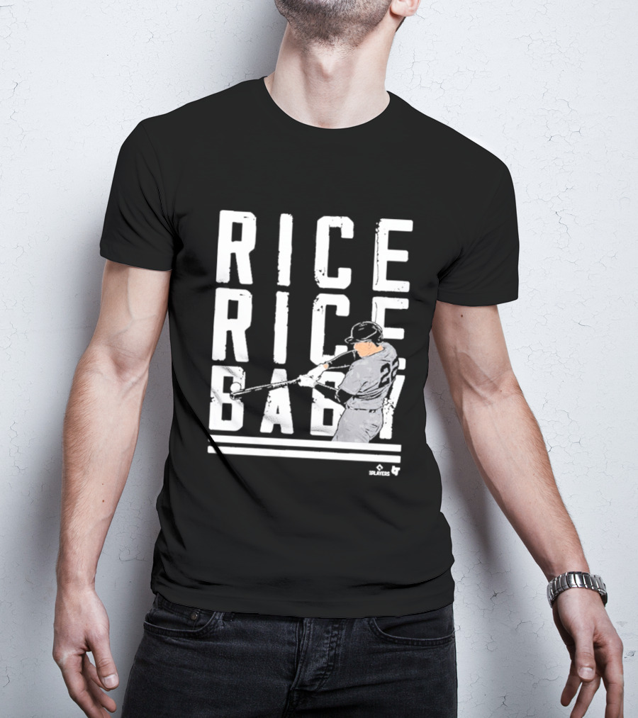 Rice Rice Baby Baseball Player Number 2 Batting Action T-Shirt