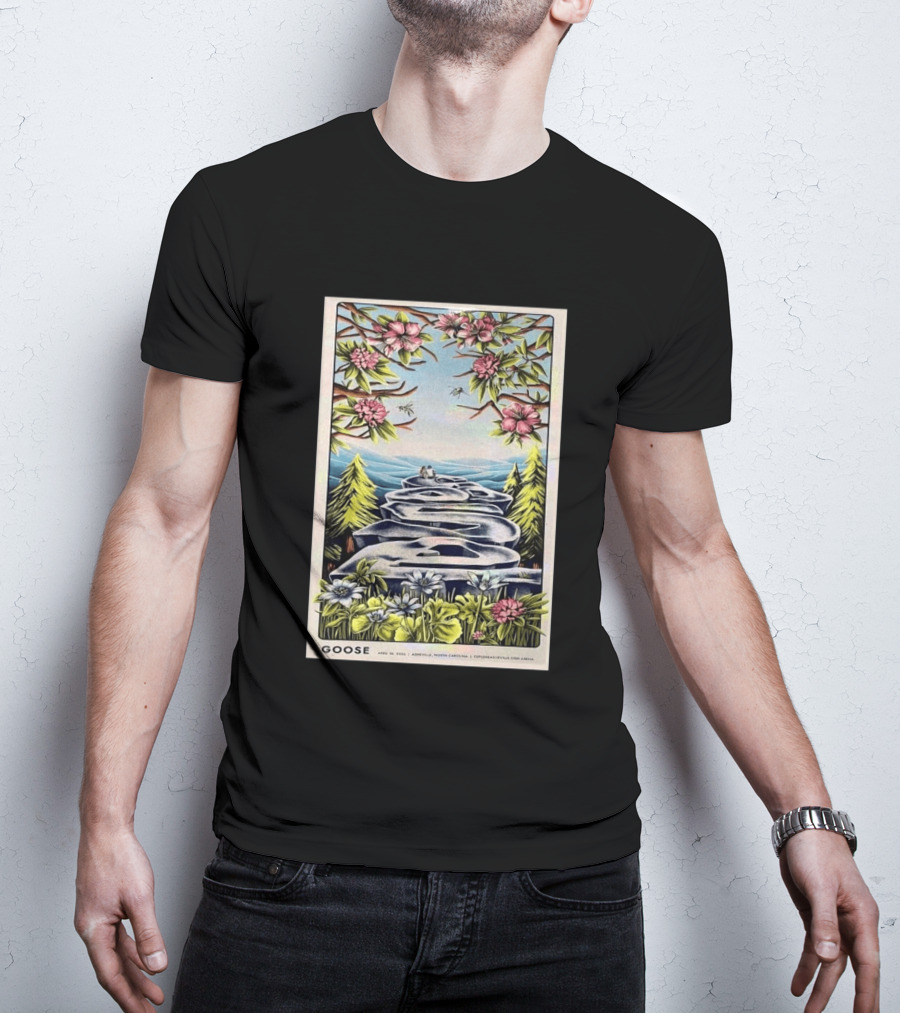 Goose April 10 2026 Asheville North Carolina Concert Florals And Pathway T-Shirt