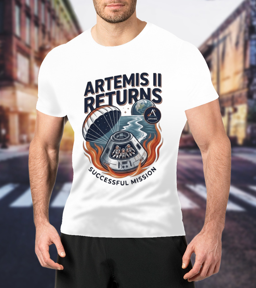 Artemis II Returns Successful Mission Capsule Parachute Earth T-Shirt