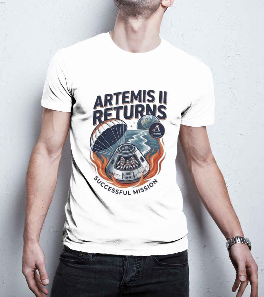 Artemis II Returns Successful Mission Capsule Parachute Earth T-Shirt