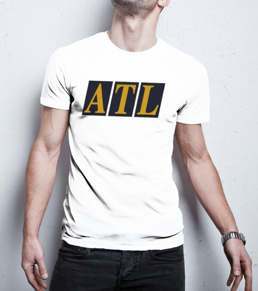 ATL Bold Minimalist Style Gold Text On Black T-Shirt