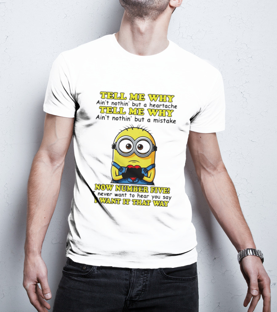 Tell Me Why Ain't Nothin' But A Heartache Mistake Minion I Want It That Way Number Five T-Shirt