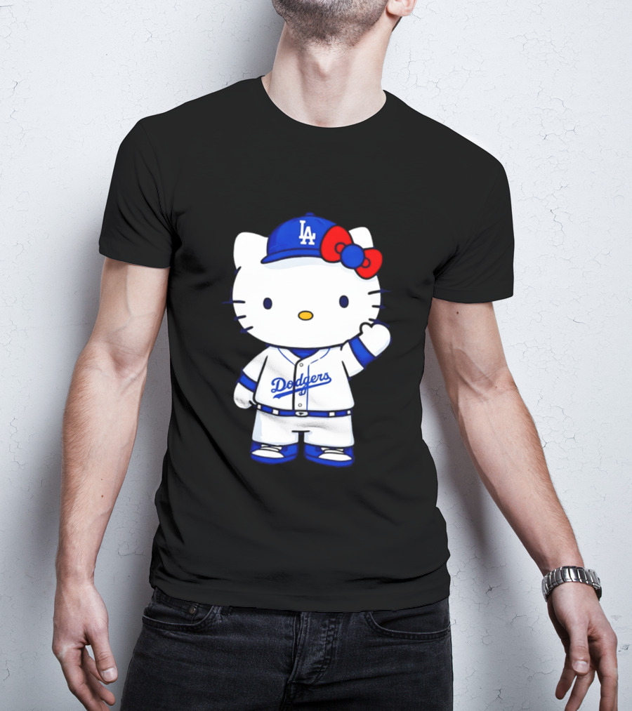 Hello Kitty Los Angeles Dodgers MLB Baseball Collaboration Fan T-Shirt