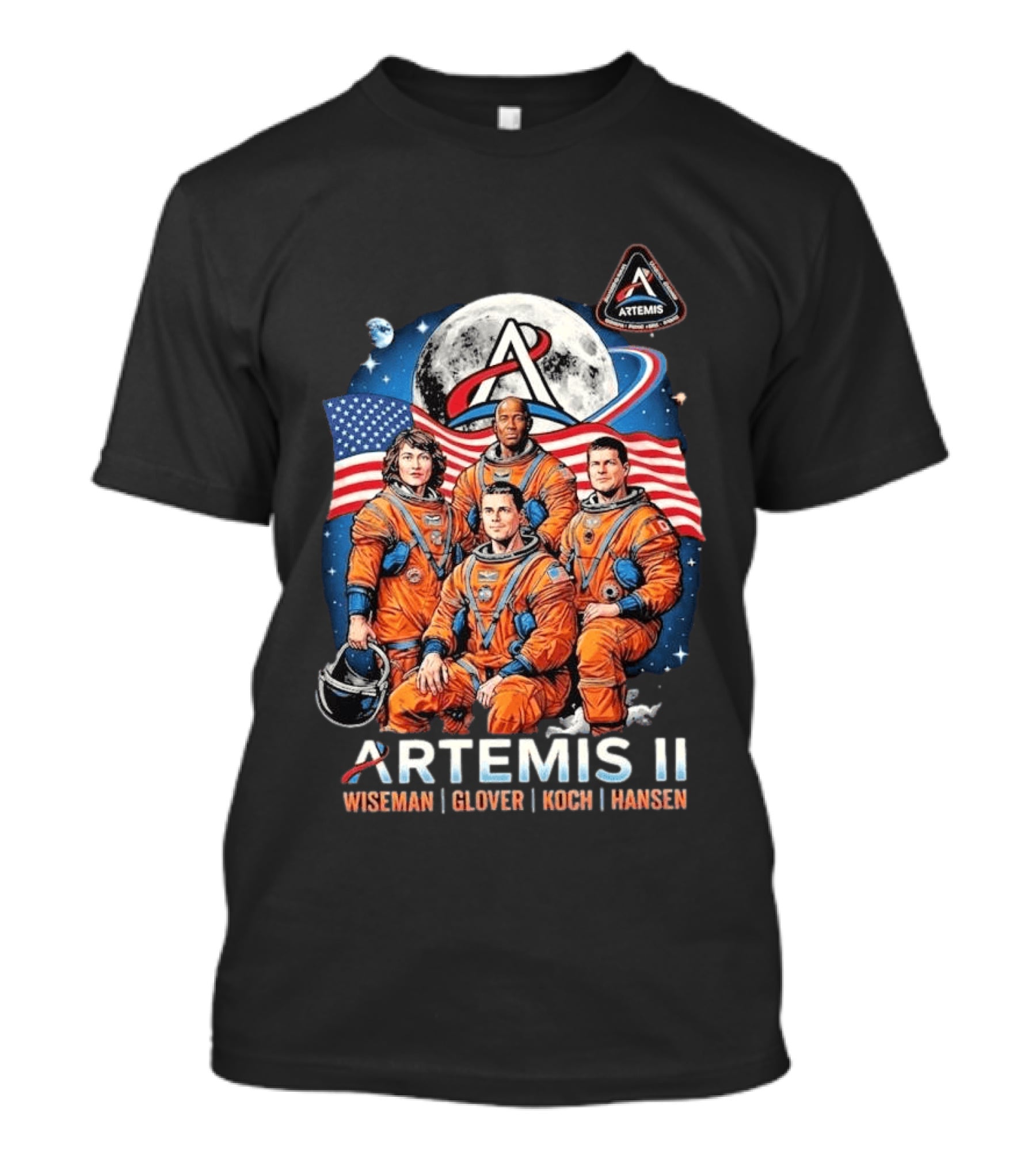 NASA Artemis II Wiseman Glover Koch Hansen Astronauts Return To Earth Moon Mission T-Shirt