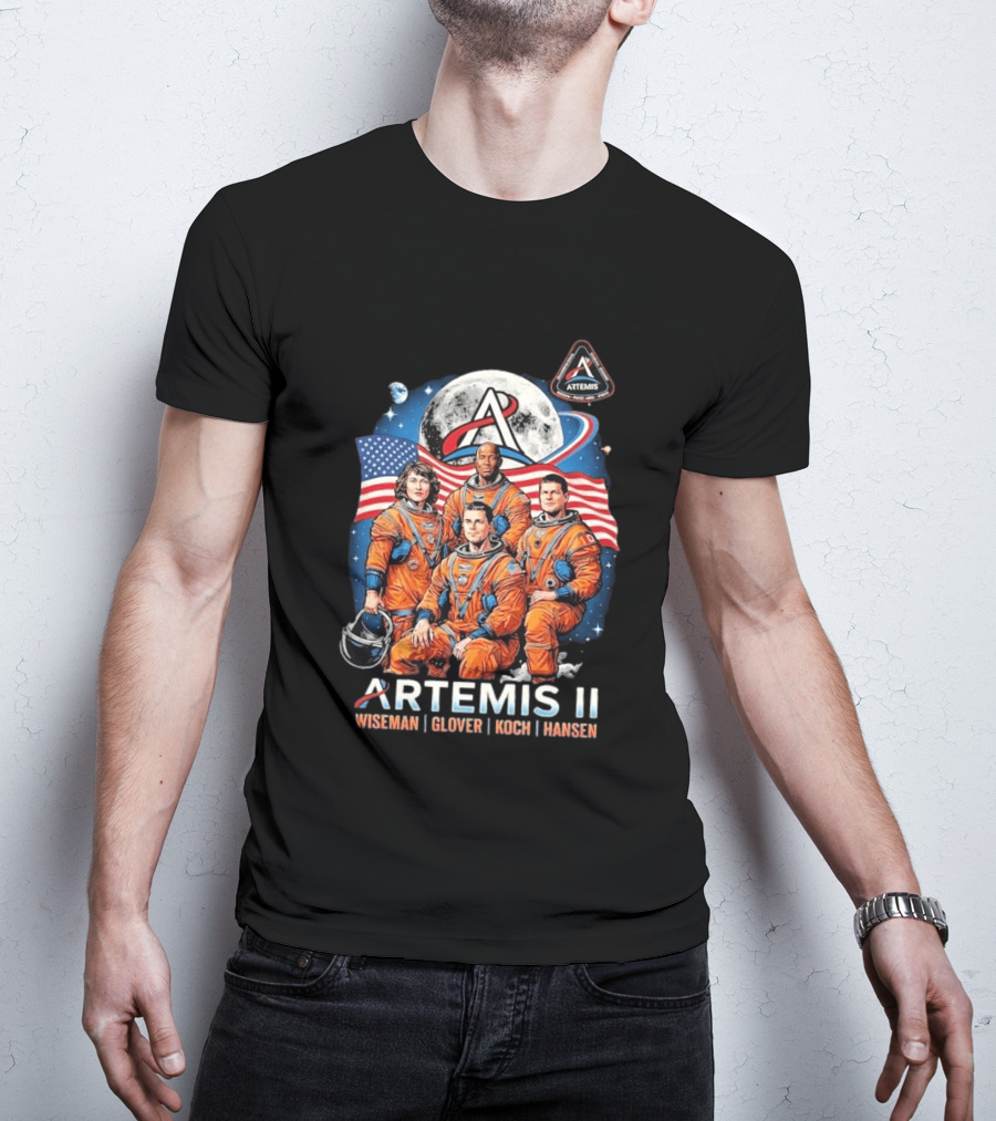 NASA Artemis II Wiseman Glover Koch Hansen Astronauts Return To Earth Moon Mission T-Shirt