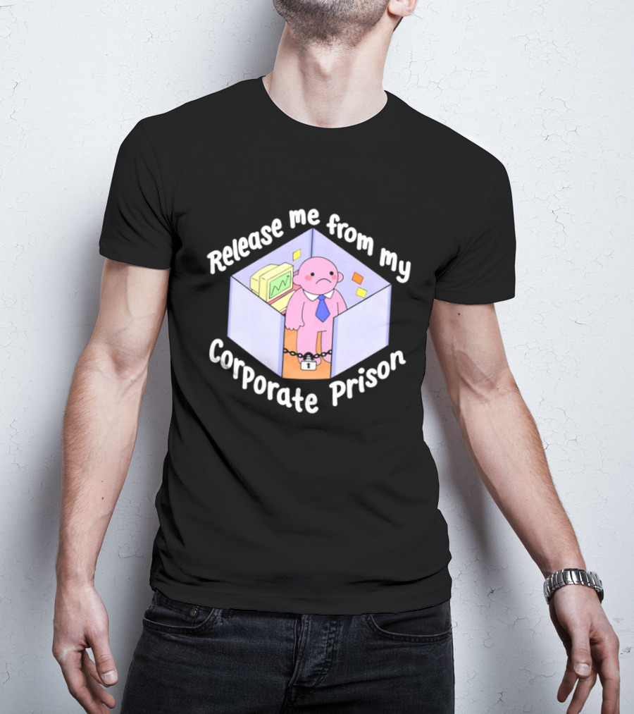 Release Me From My Corporate Prison Cubicle Cartoon T-Shirt