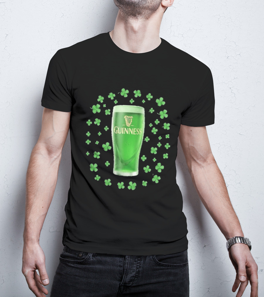 Guinness Pint With Shamrocks St Patrick's Day Celebration T-Shirt