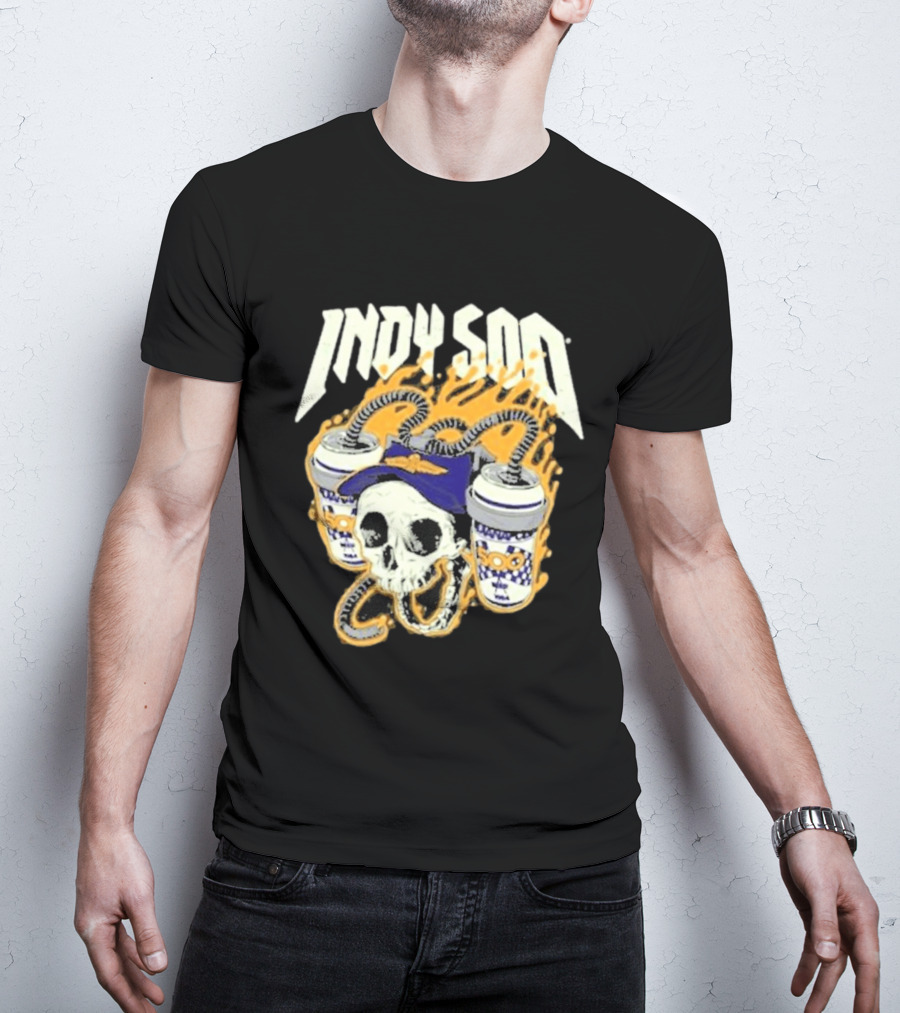 Indy 500 Skull With Flames And Racing Helmet T-Shirt