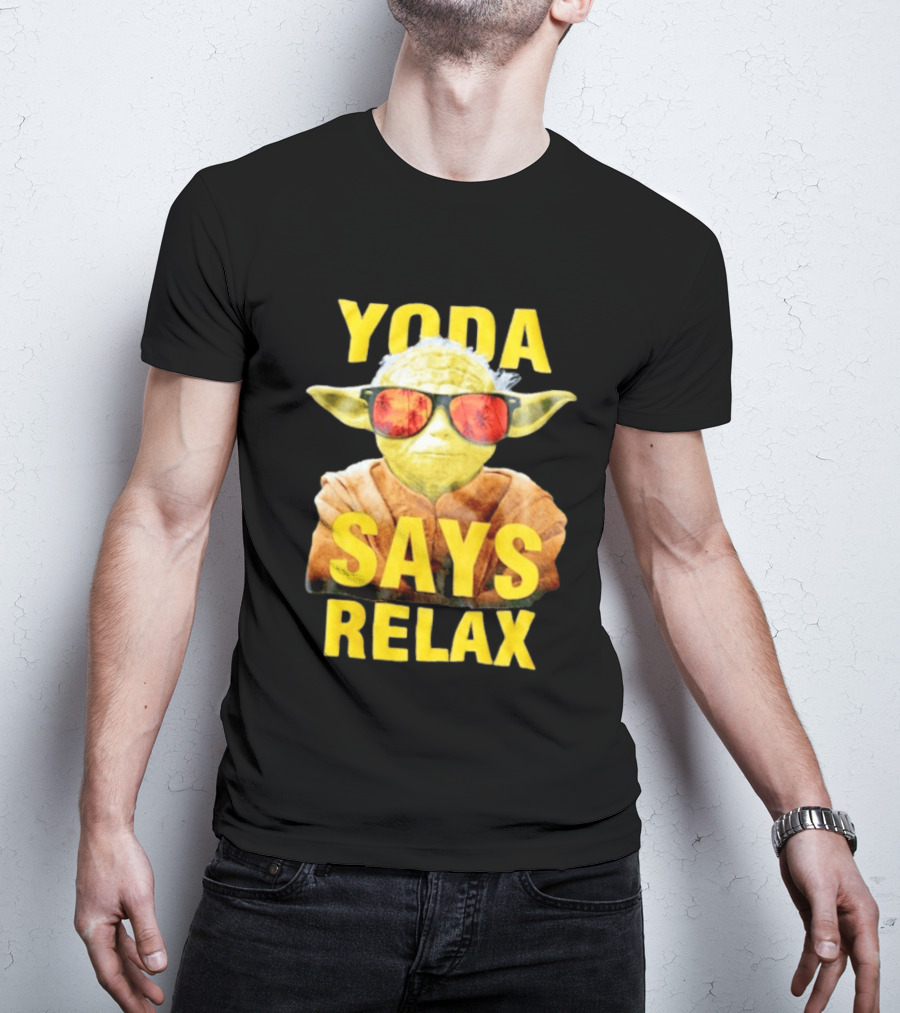 Yoda Says Relax Sunglasses Funny Jedi Master T-Shirt