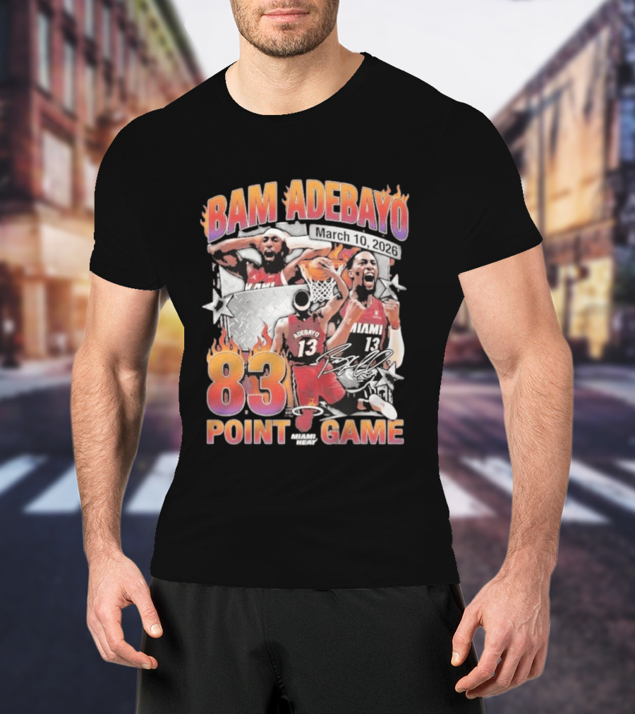 Bam Adebayo March 10 2026 Miami Heat 83 Point Game T-Shirt