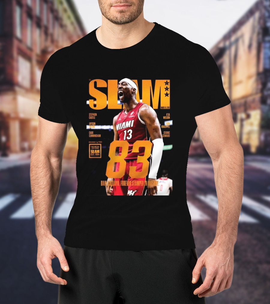 SLAM 261 Bam Adebayo Miami Heat Metal Edition 83 Points Forever Stamped In History T-Shirt