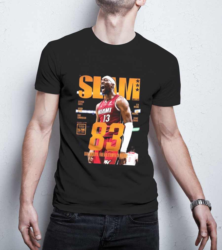SLAM 261 Bam Adebayo Miami Heat Metal Edition 83 Points Forever Stamped In History T-Shirt