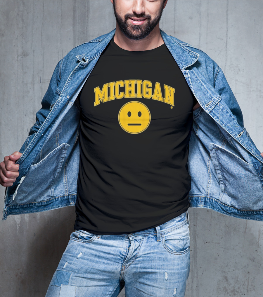 Michigan Basketball Yellow Emoji Face T-Shirt
