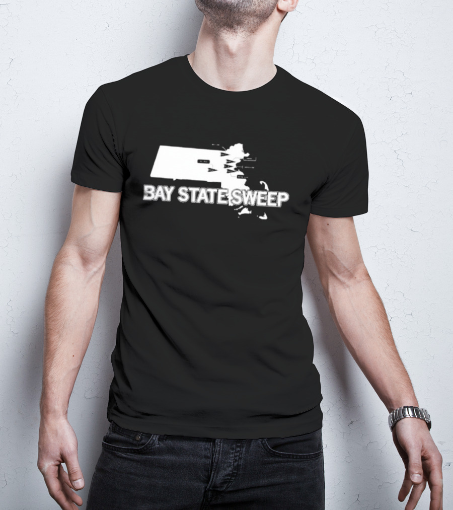 Bay State Sweep Massachusetts Map Landmarks T-Shirt