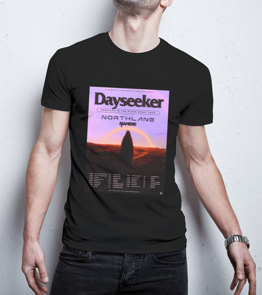 Dayseeker Europe UK 2026 Creature In The Black Night Tour With Northlane And Siamese T-Shirt