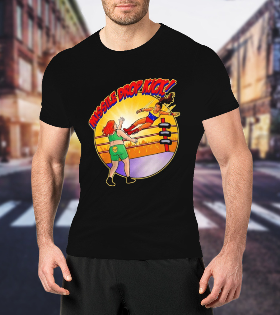 Missile Drop Kick Wrestling Move In Classic Ring Showdown T-Shirt