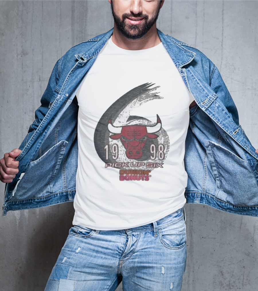 1998 Chicago Bulls Pick Up Six Dunkin' Donuts Promo T-Shirt