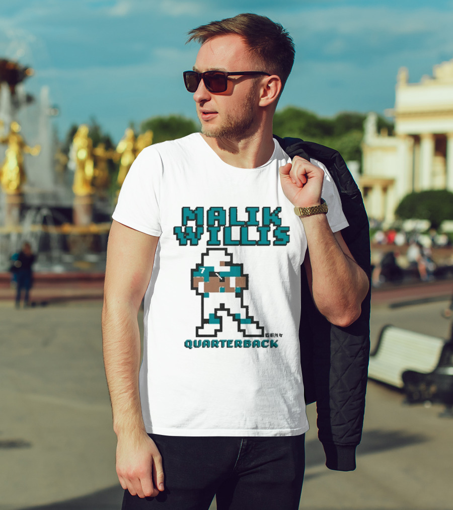 Malik Willis Retro Pixel Quarterback Miami Baller T-Shirt