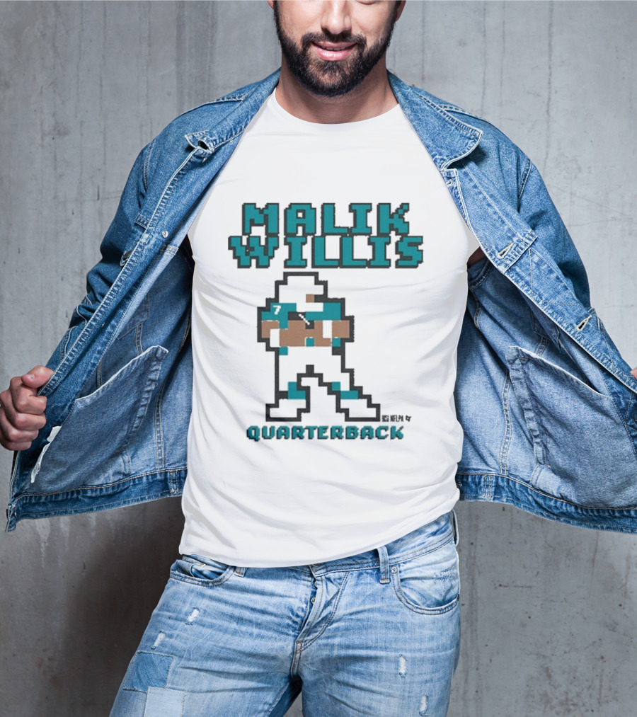 Malik Willis Retro Pixel Quarterback Miami Baller T-Shirt