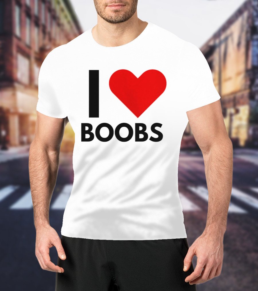 I Love Boobs Heart Symbol Humor T-Shirt