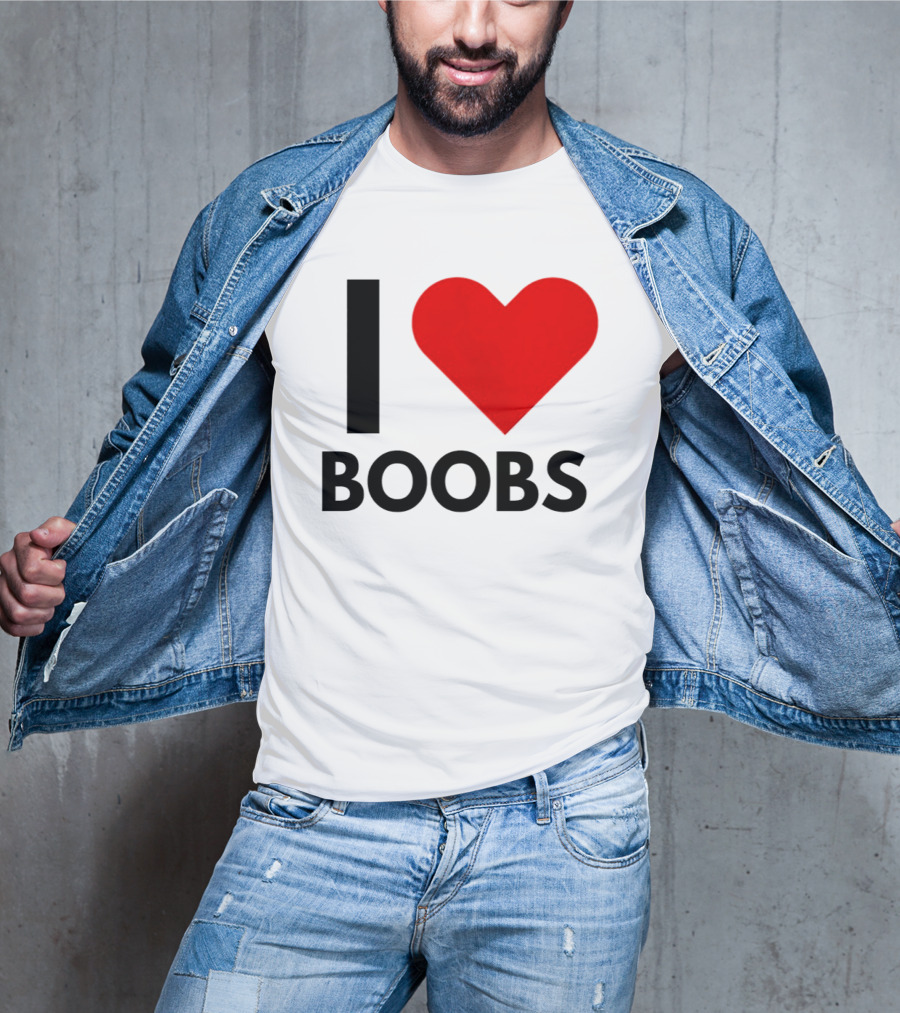 I Love Boobs Heart Symbol Humor T-Shirt