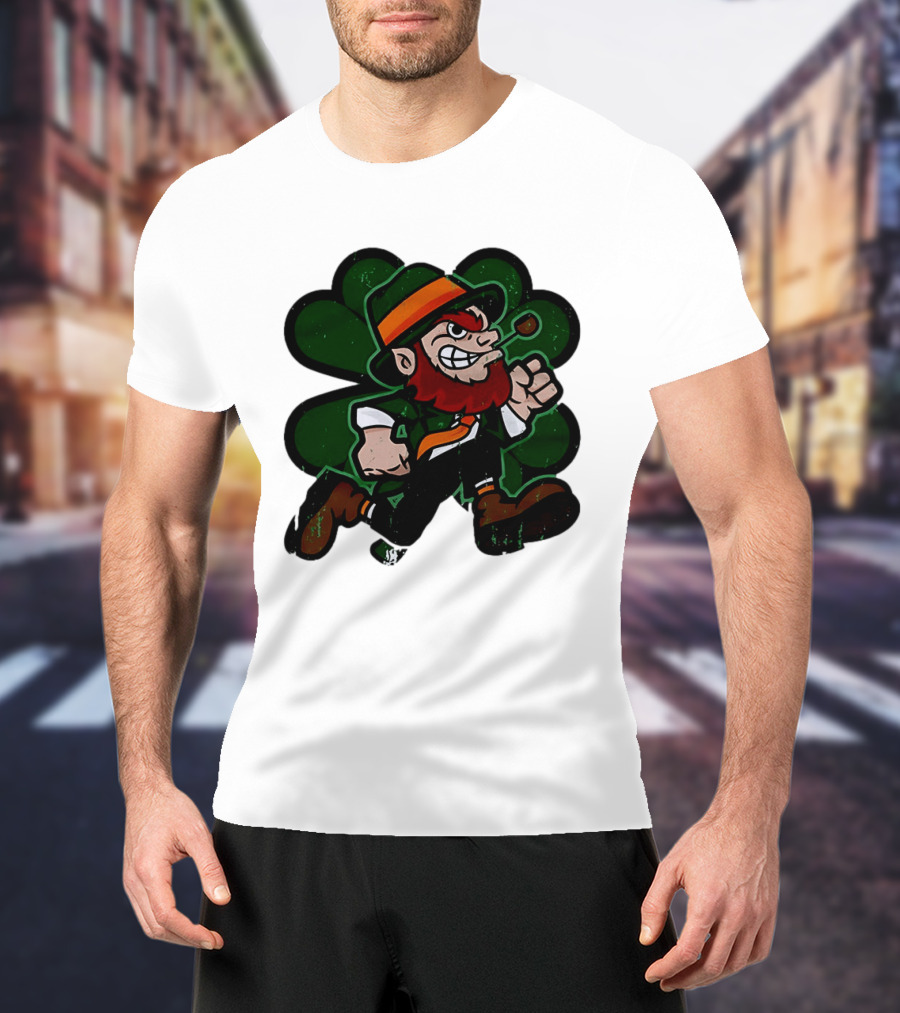 Leprechaun St. Patrick's Day Four Leaf Clover Smoking Pipe Vintage Irish T-Shirt