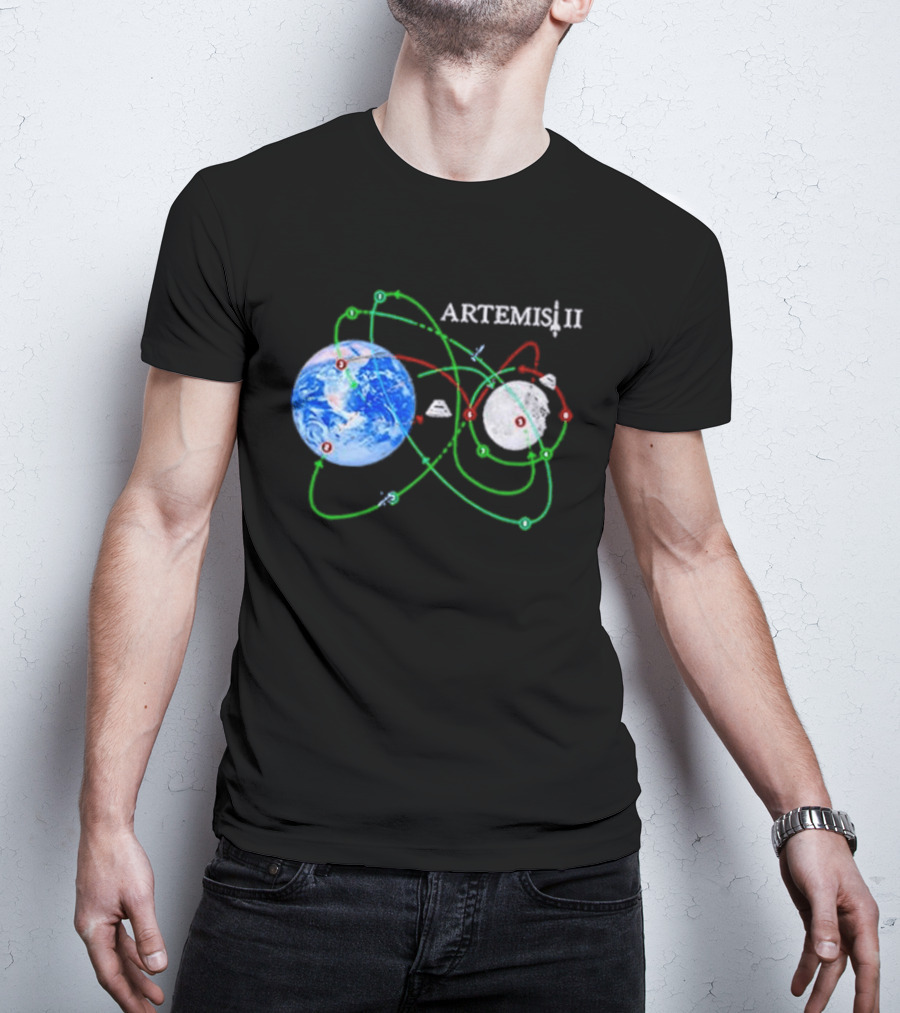 Artemis II NASA Moon Mission Pathways Earth And Moon T-Shirt