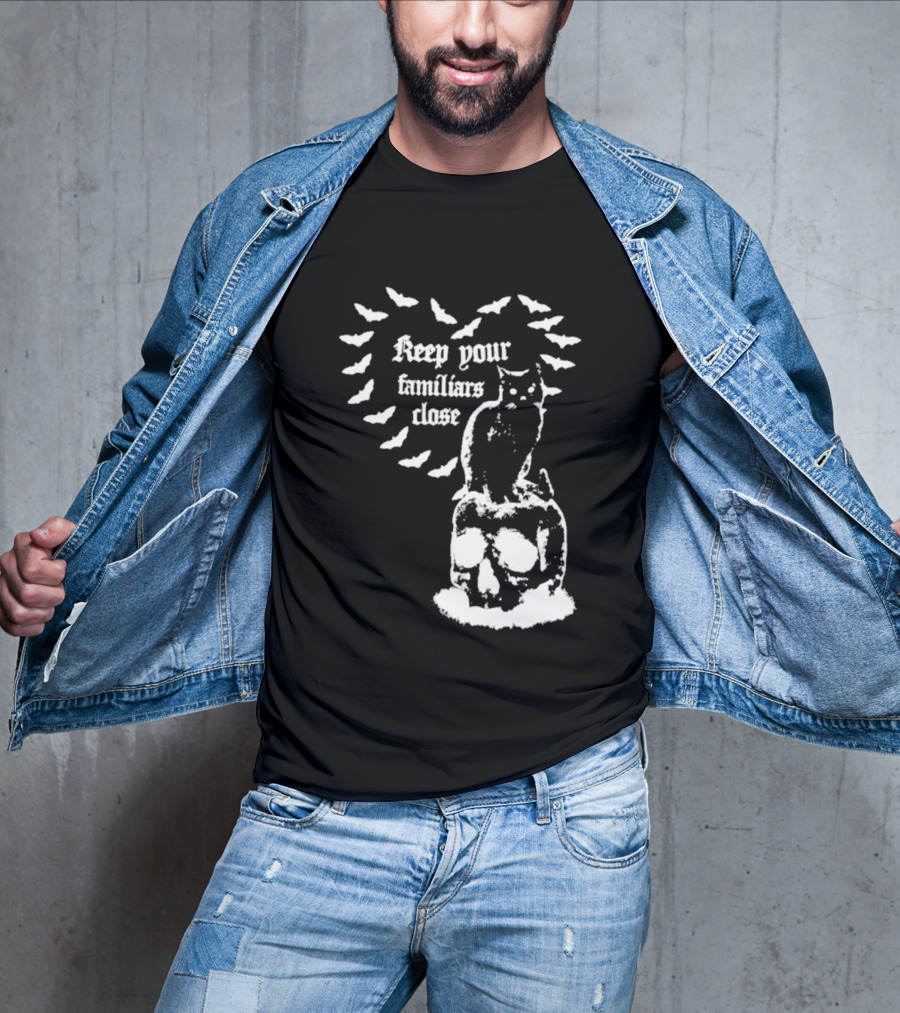 Keep Your Familiars Close Owl Skull And Bats T-Shirt
