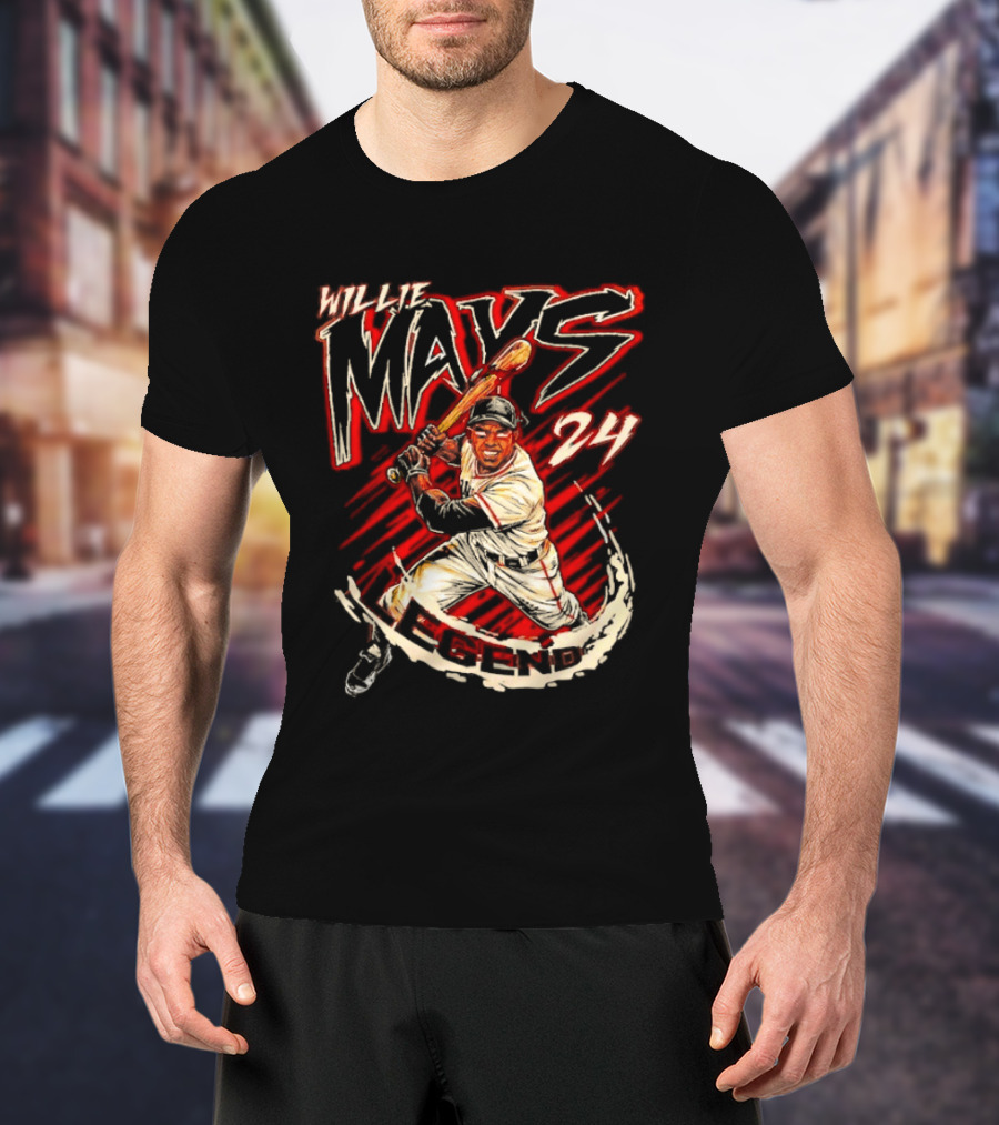 Willie Mays 24 San Francisco Giants Planet Euphoria Player Baseball T-Shirt