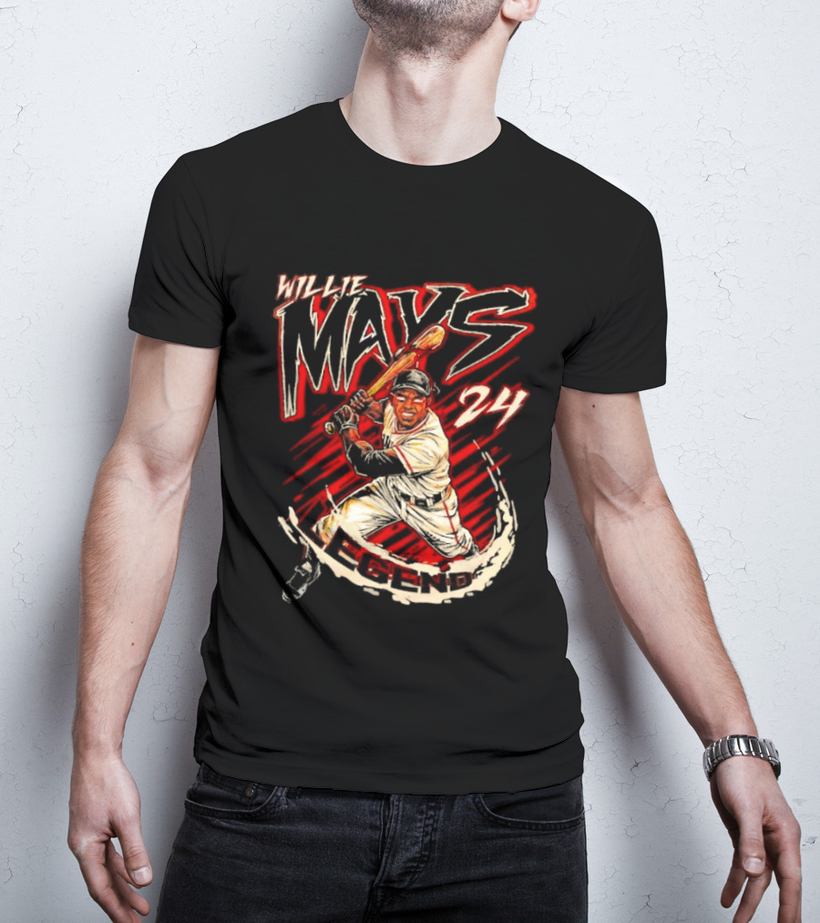 Willie Mays 24 San Francisco Giants Planet Euphoria Player Baseball T-Shirt