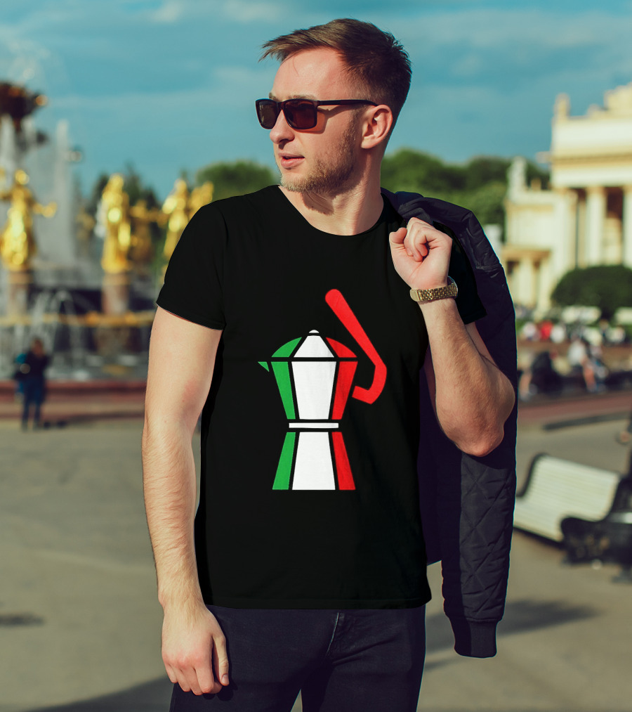 Italy Coffee Pot Italian Flag Colors White T-Shirt