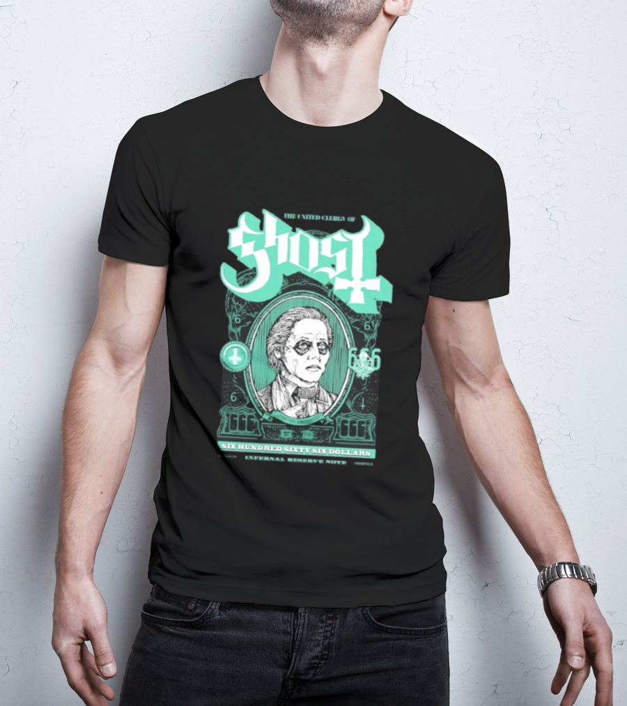 Ghost Six Hundred Sixty Six Dollars Papa Emeritus Spirit Bank Note T-Shirt