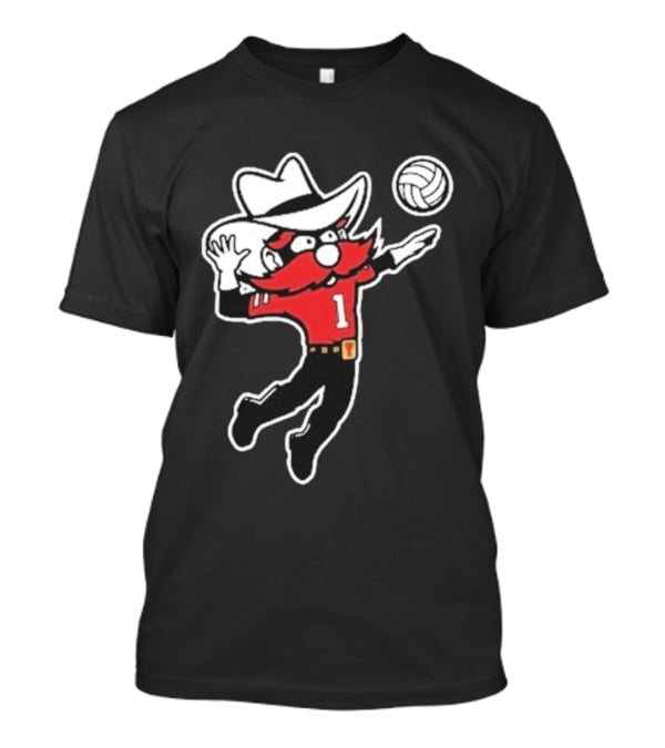 Raider Red Playing Volleyball Action T-Shirt
