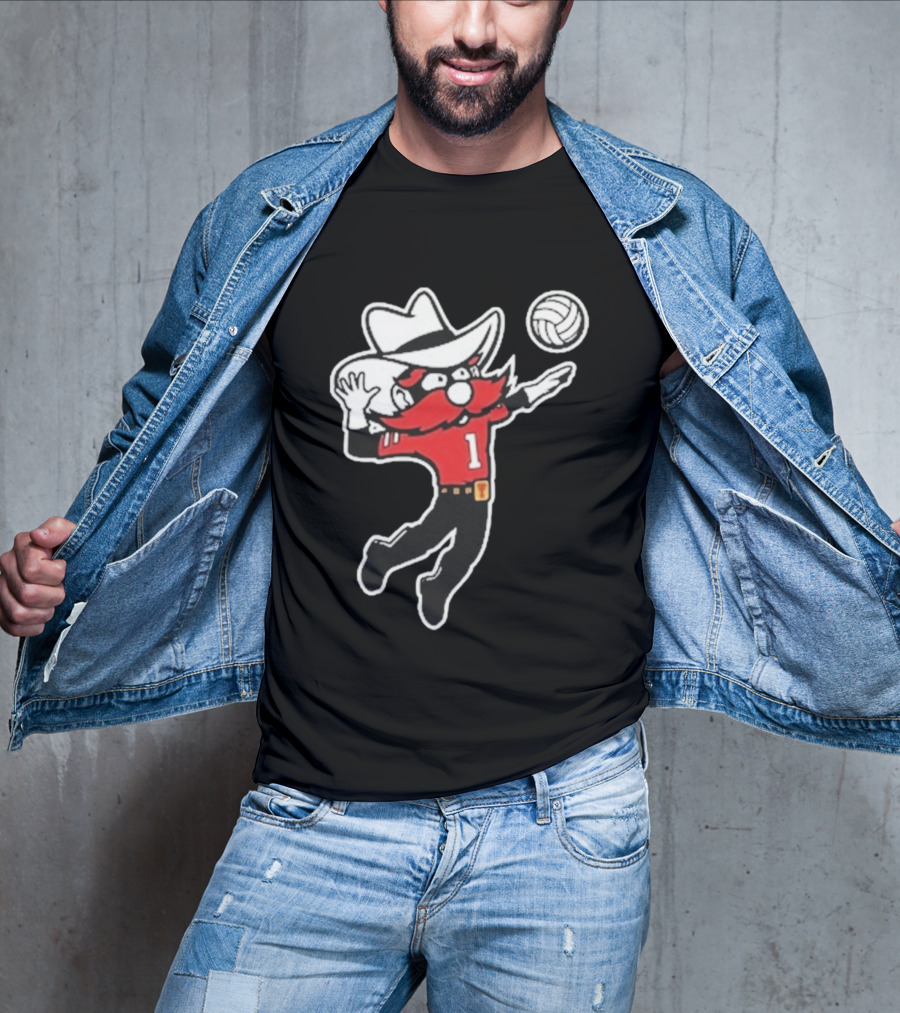 Raider Red Playing Volleyball Action T-Shirt