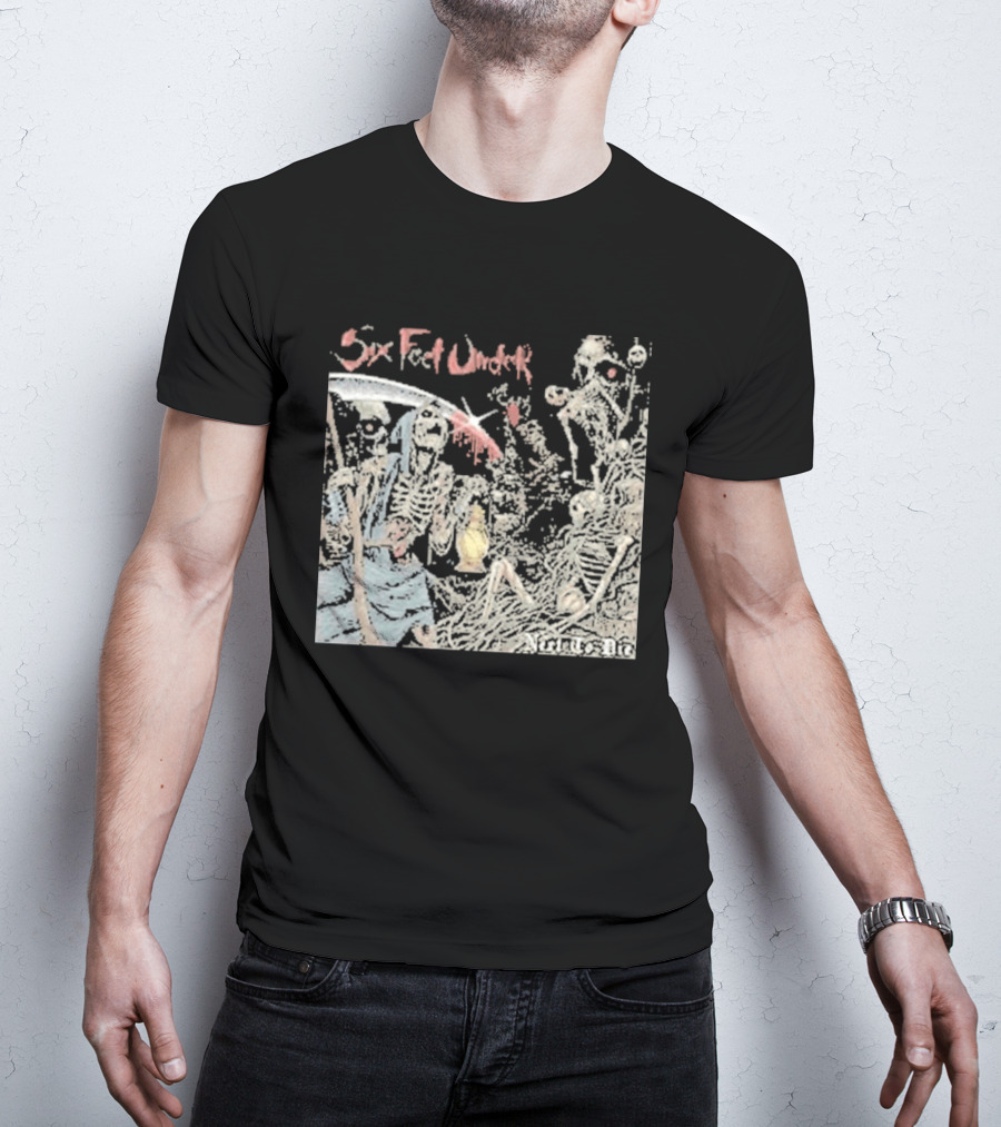 Six Feet Under Scythe And Skeletons Next To Die T-Shirt