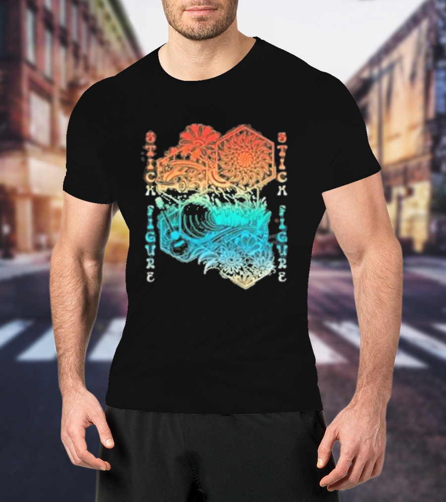 Stick Figure Coastal Cruiser Sun And Waves T-Shirt