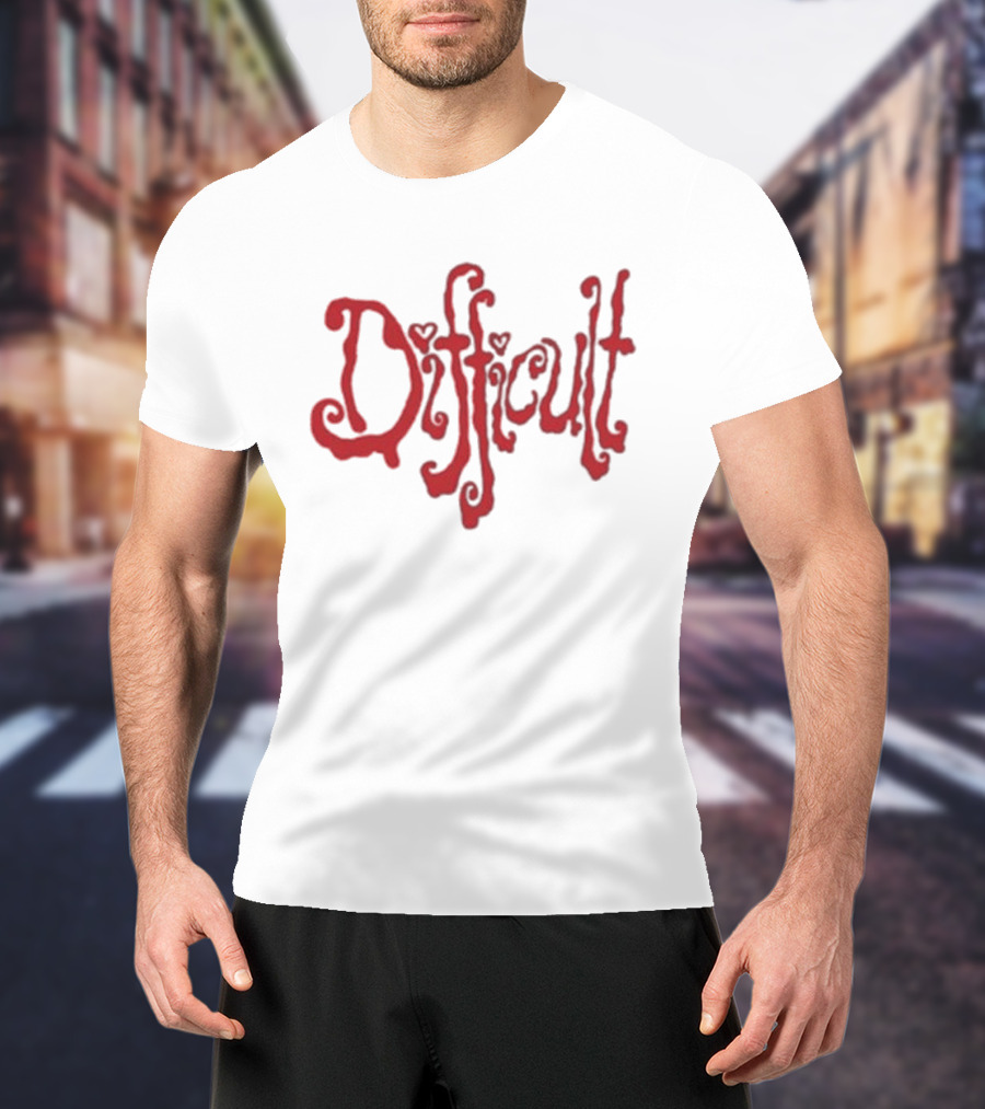 Lonely Club Difficult Red Heart Lettering T-Shirt