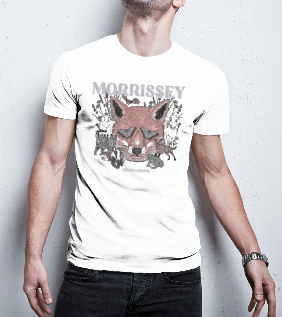 Morrissey Red Fox Face Floral Background Mporium Zoom T-Shirt
