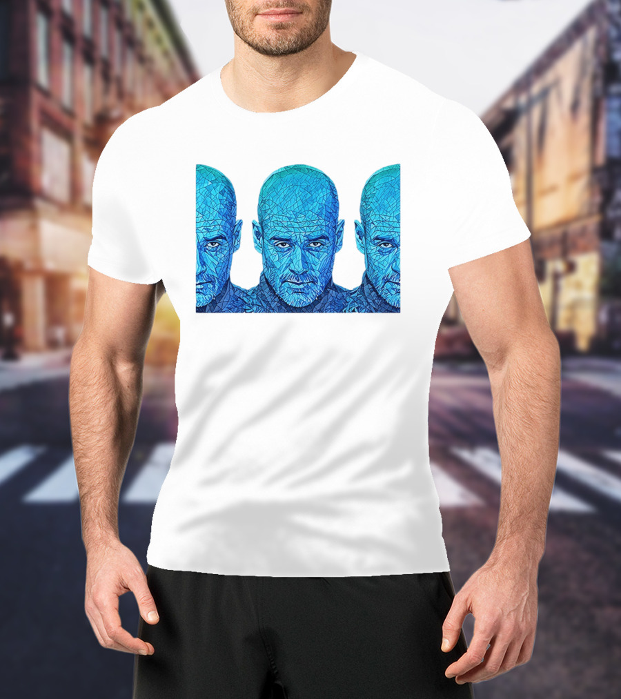 Manchester City FC Pep Guardiola Mosaic Style Blue T-Shirt