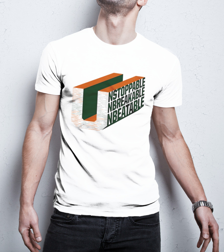 Unstoppable Unbreakable Unbeatable Bold 3D Text Optical Illusion T-Shirt