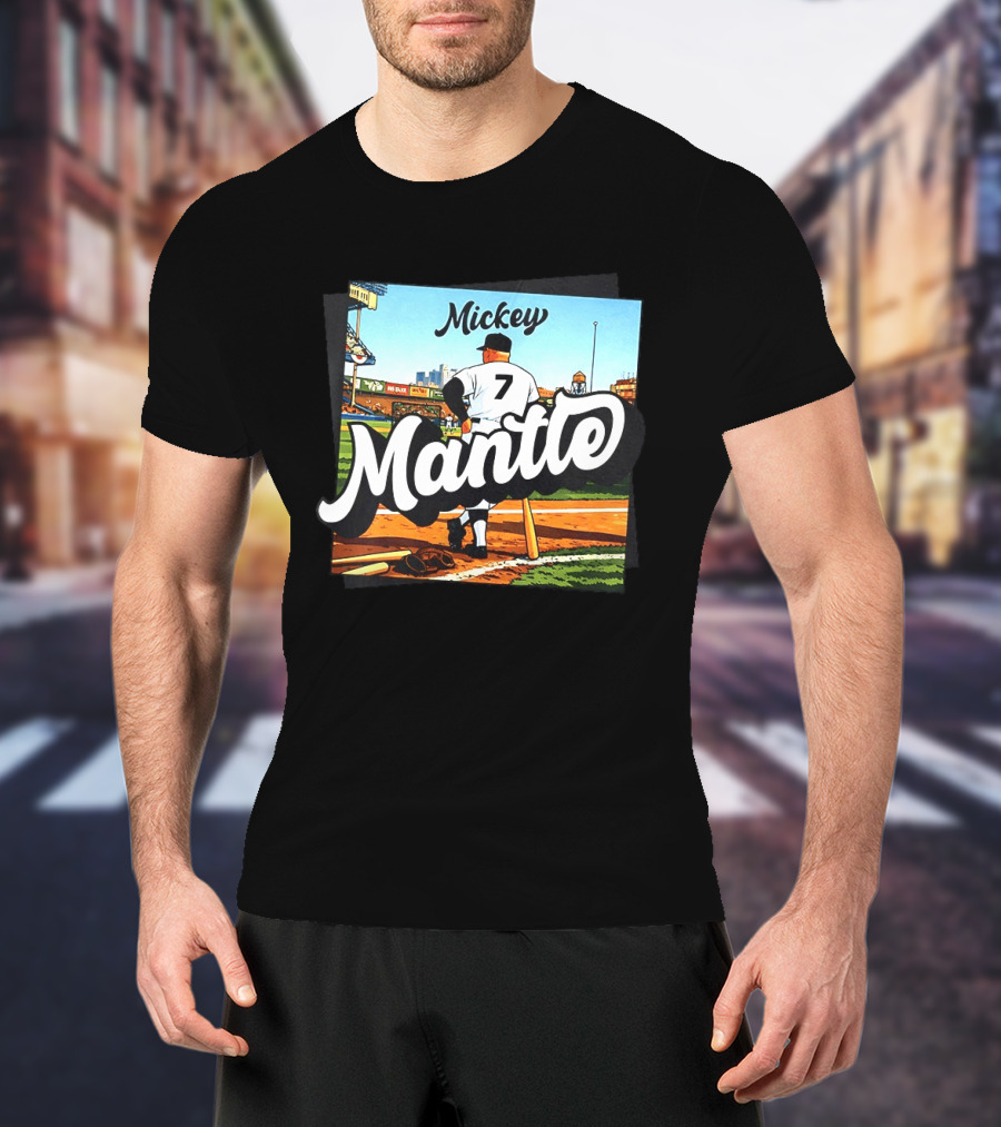 Mickey Mantle New York Yankees Baseball Stadium Number 7 T-Shirt