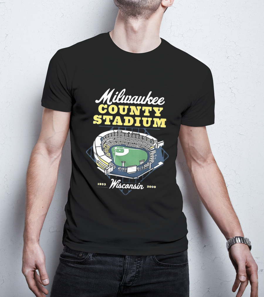Milwaukee County Stadium Wisconsin 1953 2000 Baseball Memories T-Shirt