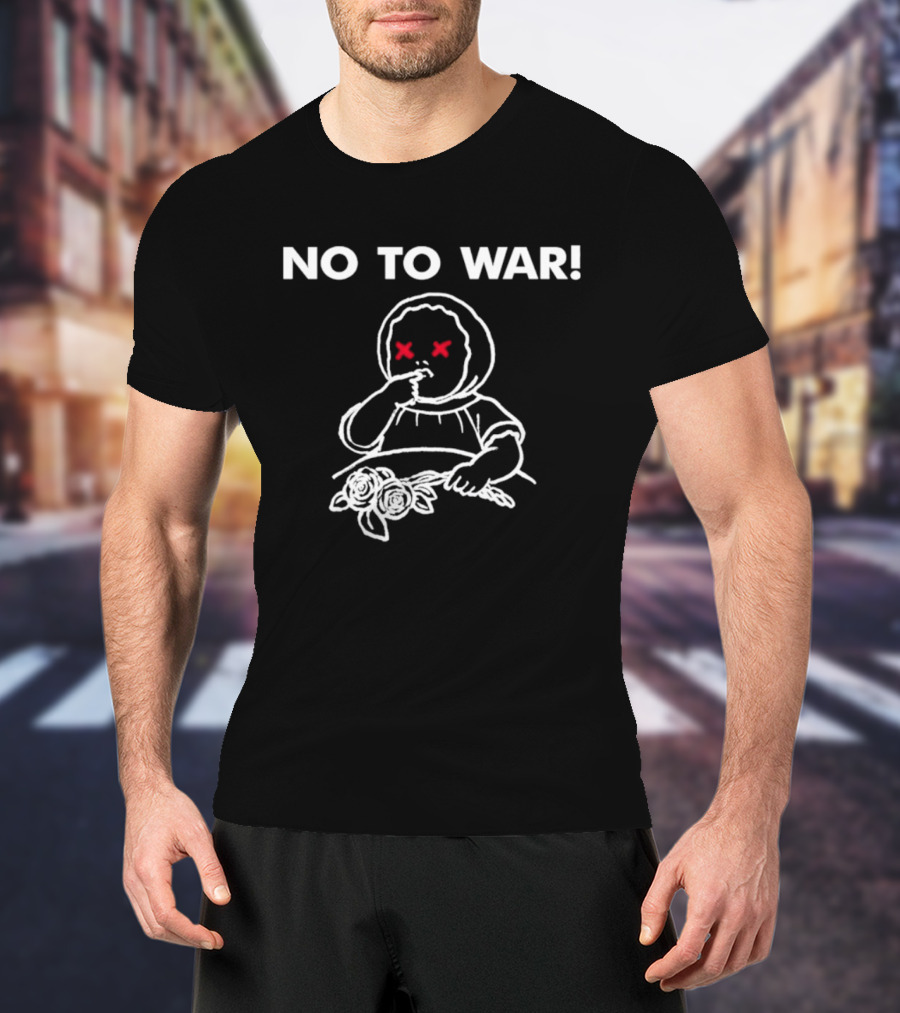 No To War Jon King Protest Statement With Child And Flowers T-Shirt