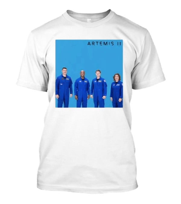 NASA Artemis II Crew Astronauts In Blue Flight Suits Mission Patch T-Shirt